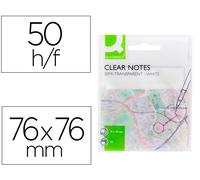 Q-connect Bloc de notas adhesivas removibles 76x76 mm plástico translucido blanco 50 hojas