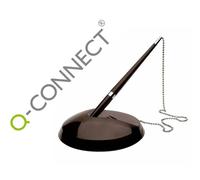 Q-connect Bolígrafo Extensible con Cadena Metálica y Soporte Adhesivo, Tinta Azul, Trazo 0,7 mm