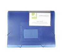 Q-Connect Carpeta organizadora con banda elástica, 6 compartimentos, separadores, bolsillos, polipropileno, carpeta A4, color azul transparente, tiene compartimentos con ventana de índice e índices