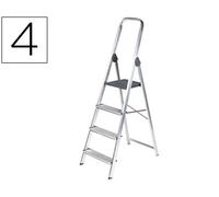 Q-connect Escalera de aluminio de 4 peldaños