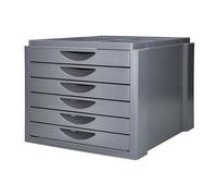 Q-connect Fichero de sobremesa con 6 cajones y bandeja organizadora, Gris opaco