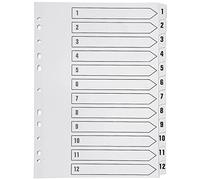 Q-Connect Index A4 Multi-Punched 1-12 White Board Clear Tabbed
