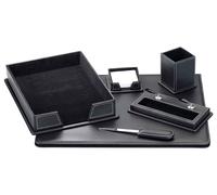 Escribania sobremesa q-connect similpiel negro juego de 6 piezas