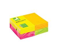Q-Connect KF01350 Bloc de Notas Adhesivas Quita y Pon 125X75 mm con 80 Hojas Fluorescentes Pack De 12 -Surtidas en 4 Colores