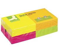 Q-Connect KF10508 Bloc De Notas Adhesivas Quita Y Pon 75X75 Mm Con 80 Hojas Fluorescentes Pack De 12 Surtidas En 4 Colores