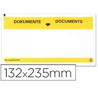 Sobre autoadhesivo portadocumentos | Q-CONNECT - Pack de 100 sobres, multilingüe, 225x122 mm, ventana totalmente transparente, adhesivo // Ref: KF21725
