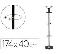 Perchero metalico q-connect negro de pie 10 colgadores y paraguero 174x40 cm - KF17119