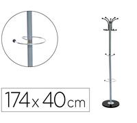 Perchero metalico q-connect gris de pie 10 colgadores y paraguero 174x40cm - KF17120