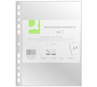 Q-Connect Punched Pockets PP, A4, Cristal, 50 micrones, 100 Unidades
