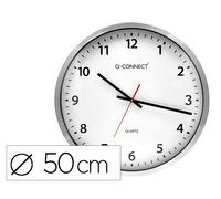 Reloj q-connect de pared plastico oficina redondo 50 cm marco cromado - KF11216