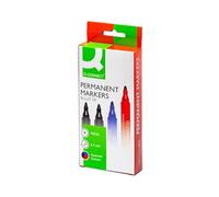 Q-Connect Rotulador marcador permanente estuche de 4 colores surtidos punta redonda 3 mm.