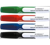 Q-Connect Rotulador para pizarra blanca, borrable, no permanente, grosor de trazo 2 - 3 mm, alta calidad, para el hogar, oficina, escuela, 4 unidades en el paquete/color: mezcla