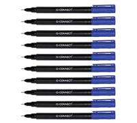 Q-Connect Rotuladores para CD DVD BD, grosor: 0,4 mm, azul, 10 unidades, resistentes al agua, para escribir sobre vidrio, plástico, metal, porcelana, láminas, a base de alcohol, no tóxico