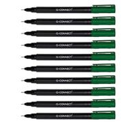 Q-Connect Rotuladores para CD DVD BD, grosor: 0,4 mm, verde, 10 unidades, resistentes al agua, para escribir sobre vidrio, plástico, metal, porcelana, lámina, a base de alcohol, no tóxico