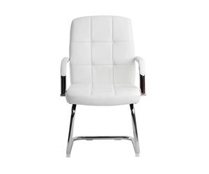 Q-connect Silla de Escritorio en Símil Piel Blanca con Base Metálica