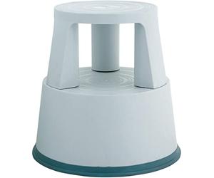 Q-Connect - Taburete con ruedas de plástico, color gris claro