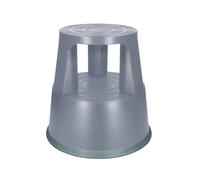 Q-connect Taburete de dos niveles con ruedas retráctiles color gris