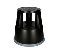 Q-connect Taburete de dos niveles con ruedas retráctiles negro