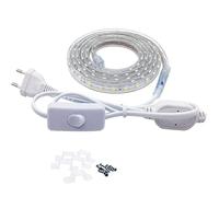 Q.Laomi Tira Led con Interruptor, Impermeable IP65 Tira de Led 220v Luces Led, 60 Led/m Tiras Led Para Interior y Exterior Iluminación y Decoración, 3M, Blanco