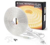 Q.Laomi Tira Led con Interruptor, Impermeable IP65 Tira de Led 220v Luces Led, 60 Led/m Tiras Led Para Interior y Exterior Iluminación y Decoración, 5M, Blanco Cálido