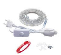 Q.Laomi Tira Led con Interruptor, Impermeable IP65 Tira de Led 220v Luces Led, 60 Led/m Tiras Led Para Interior y Exterior Iluminación, 2M, Blanco Cálido