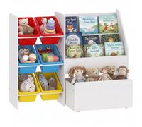 Qaba Estantería y organizador de juguetes 3 niveles 6 cestas multicolor | 6 cestas extraíbles, caja rodante grande, organizador Montessori, para niños pequeños, guardería, sala juegos, dormitorio