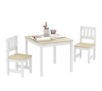 Qaba Set Mesa y sillas niños 3-8 años Natural | Set de mesa y 2 sillas para niños, lectura, aprendizaje, dormitorio, guardería, aula, sala de estar.