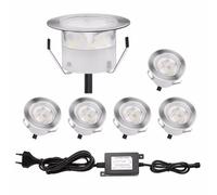 QACA Paquete de 6 Luces LED para Terraza, Bajo Voltaje DC12V 1W, Luces Subterráneas para Jardín, Patio, Escaleras, 45mm, Kits de Lámparas para Paisajismo