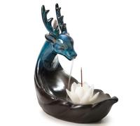 Qaixwuyi Quemador Incienso Reflujo Cerámica Soporte Incienso Reflujo para Conos Incienso Reflujo y Varitas de Incienso con Cojín Pinza Quemador Incienso para Decoración Hogar Yoga Meditación Ciervo
