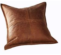 QAWACH Funda de almohada de piel de cordero - Funda de cojín para sofá - Fundas decorativas para sala de estar o dormitorio, 18 x 18 pulgadas - Caja de color marrón envejecido, paquete de 1