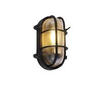 Qazqa Aplique/plafón industrial negro ovalado IP44 - NOUTICA Aluminio/Vidrio Ovalada Adecuado para LED Max. 1 x 60 Watt