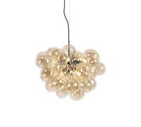 Qazqa Art Déco Lámpara colgante Art Deco negra vidrio 8-luces - UVAS/Acero Esfera Adecuado para LED Max. 8 x 28 Watt