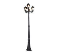 Qazqa Clásico/Antiguo Farola clásica negra 3-luces IP44 - CAPITAL Vidrio/Plástico Alargada Adecuado para LED Max. 3 x 15 Watt