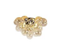 Qazqa Diseño Plafón Art Deco negro cristal ámbar 6-luces - UVAS/Acero Esfera Adecuado para LED Max. 6 x 28 Watt