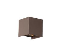 Qazqa Moderno Aplique de exterior marrón óxido con LED 2 luces IP54 - Edwin Aluminio Cubo Incluye LED Max. 1 x 6 Watt