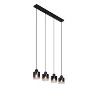 Qazqa Moderno Lámpara colgante moderna negra con cristal ahumado 4 luces - Dame/Metálica Redonda Adecuado para LED Max. 4 x 15 Watt