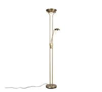 Qazqa Moderno Lámpara de pie de bronce con lámpara de lectura con LED y atenuador - Diva 2 Acero Redonda/Alargada Incluye LED Max. 1 x 18 Watt