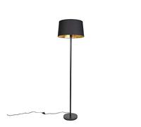 Qazqa Moderno Lámpara de pie moderna negra pantalla negra/oro 45cm - SIMPLO Textil/Acero Alargada/Redonda Adecuado para LED Max. 1 x 60 Watt