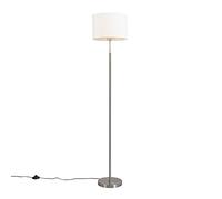 Qazqa Moderno Lámpara de pie moderna redonda blanca - VT 1 Textil/Acero Redonda Adecuado para LED Max. 1 x 60 Watt