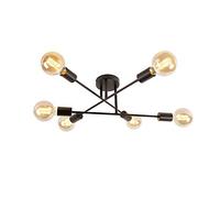 Qazqa Plafón industrial negro 6 luces - Sydney Acero Alargada Adecuado para LED Max. 6 x 40 Watt