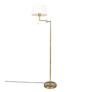 Qazqa rústico Lámpara de pie clásica bronce pantalla blanca ajustable - LADAS Textil/Acero Alargada Adecuado para LED Max. 1 x 60 Watt