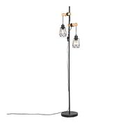 Qazqa rústico Lámpara de pie rústica negra madera 2-luces - DAMI Frame Acero/Alargada Adecuado para LED Max. 2 x 10 Watt