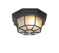 Qazqa rústico Plafón rústico gris oscuro IP44 - BRI S Aluminio/Vidrio Redonda Adecuado para LED Max. 1 x 60 Watt