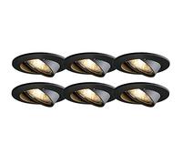Qazqa Set de 6 focos empotrables modernos negros inclinables - Edu Aluminio/Acero Redonda Adecuado para LED Max. 1 x 50 Watt