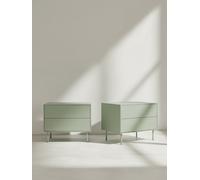 Qbic pack 2 mesitas de noche verde 2 cajones - Kenay Home Verde