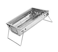 Qcwwy Acero Inoxidable Plegable Portátil Carbón Parrilla, 13.1x8.9x3.1in | Estufa de barbacoa de mesa, ligera de 42,7 oz, flujo de aire con ventilación lateral, transporte plegable plano, Camping,