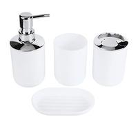 Qcwwy Juego de Accesorios de Baño, Plato de Taza de Enjuague de Taza de Almacenamiento de Plástico de 4 Piezas, con Tecnología de Galvanoplastia, para Decoración de Baño Moderna (WHITE)