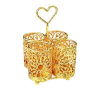 Qectial Estante para Cubiertos, Escurridor, Cesta de Almacenamiento, Organizador de Utensilios, Soporte Dorado para Utensilios, Decoración para Comedor Y, tal como se describe, 4 compartimentos