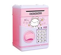 Qectial Hucha Electrónica con Ruedas, Caja de Ahorro de Dinero, Juguete para Niños, Gato Rosa