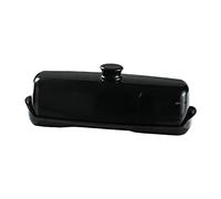 Qectial Mantequera de Cerámica con Tapa Hermética Recipiente para Plato Conservador Caja de Almacenamiento con Sellado de Silicona y Tapa de, negro